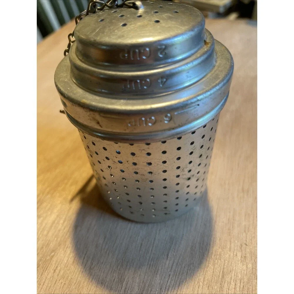 Vintage Tea Pot Infuser for Loose Tea Large Strainer Aluminum